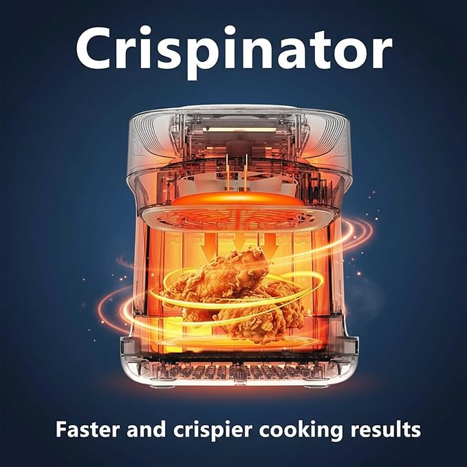 7.4QT Air Fryer with Glass Bowl, Visible Window Lid, Digital Control, 360° Rapid Air Circulation, for Healthy Oil-Free Cooking & Baking, Dishwasher Safe, Nonstick, Easy Clean (Black)