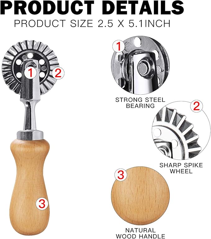 Pasta Maker Cutter Wheel - Pastry Cutter Wheel - Dough Ravioli Pizza Cutter Wheel for Home and Kitchen, 1.3"