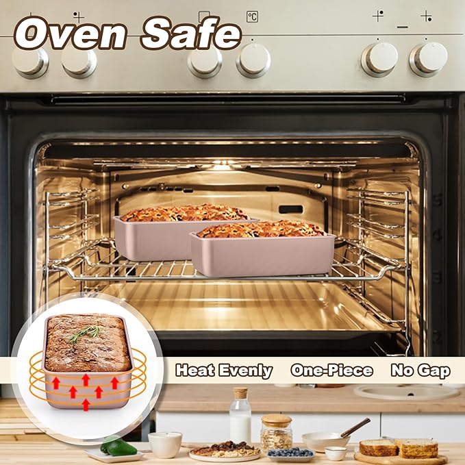 LIANYU 4 Pack Loaf Pans for Baking Bread 9x5In, Stainless Steel Meatloaf Baking Loaf Tins, Heavy Duty Metal Bakeware for Bread Cake Brownies, Non Stick & Easy Release, Rose Gold