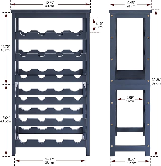 Wine Rack, 6 Tier 24 Bottles Bamboo Wine Organizer Holder, Floor Freestanding Wobble-Free Wine Display Storage Shelf for Kitchen with Tabletop, Grey