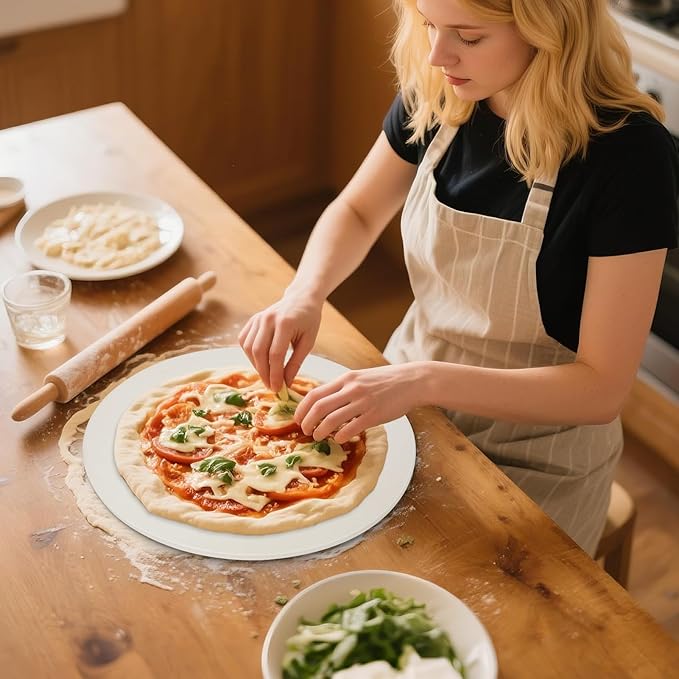 Round Pizza Stone for Grill and Oven- 16 inch Baking Stone Heavy-Duty Cordierite Pizza Stone for Bread, Cookies, Heat Proof BBQ Grilling Cooking Stone for Making Crisp Crust Pizza (White)