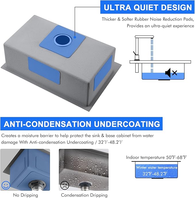 MENATT 25 Inch Drop in Kitchen Sink with 2 Faucet Holes, 25" x 18" Single Bowl 9 inch Deep 18 Gauge Stainless Steel Topmount Kitchen Sink, Brushed Nickel