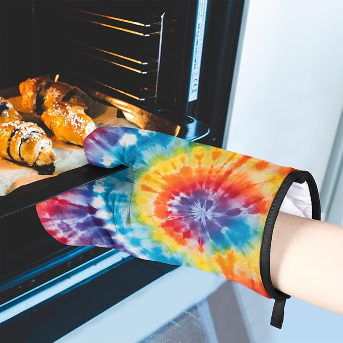 Oven Mitts Pot Holders Set 3 for Kitchen, Abstract Tie Dye Insulation Oven Gloves Heat Resistant Pot Pads Cook Essentials Accessories for BBQ Baking Cooking Kitchen Decor Gifts for Women