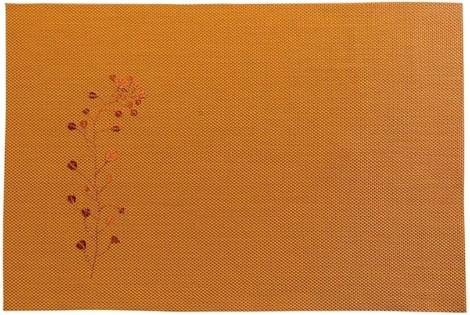 Restaurantware Carmel Mesh 16 x 12 Inch Table Placemats Set Of 6 Woven Washable Placemats - With Embroidered Blossoms No Stain Autumn Orange Kitchen Placemats Heat Tolerant Easy To Clean
