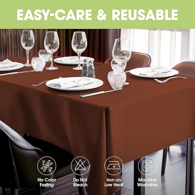 Pureegg Rectangle Table Cloth 60" x 84" – Durable Polyester Tablecloth Offers Reusable & Washable Protection, Ideal for Outdoor Party, Picnic, Wedding, Banquet and Birthday, Rust
