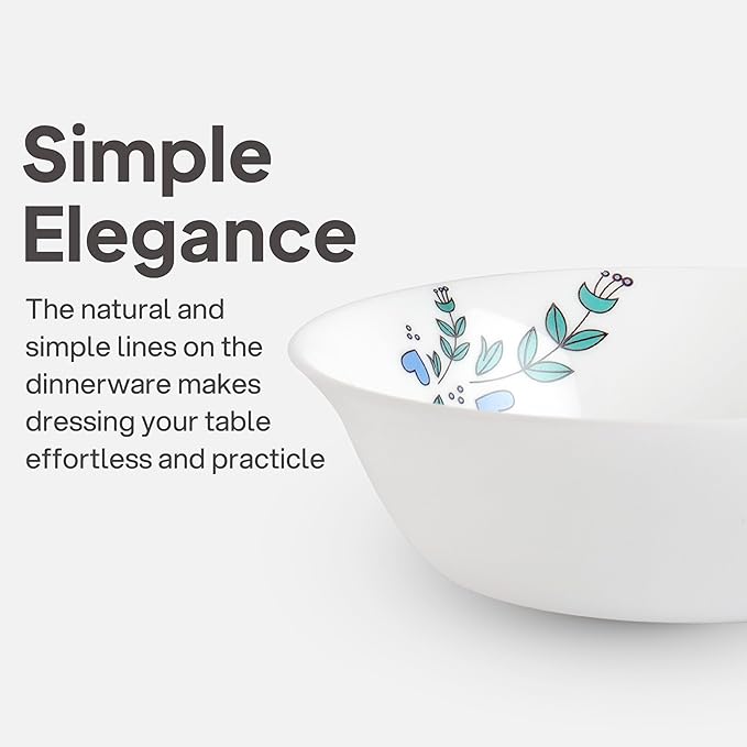 Cello Regal Dinnerware Set of 18 pieces, Service for 6, Chip & Scratch Resistant, Lightweight Round Plates and Bowls Set, Microwave & Dishwasher safe, Opalware Dinner Set, Morning Glory