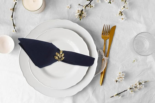 ANA Cloth Napkins Set of 6 (17.5x17.5) inch 100% Cotton Dinner Napkin Washable Hotel Quality Reusable Kitchen & Table Linen for Fall Thanksgiving Family Dinners Weddings & Everyday Use - Navy