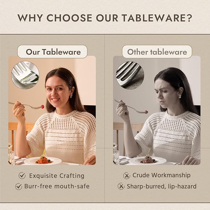 KINGSTONE Silverware Set, Luxury 60 Piece Flatware Set for 12, 18/10 Stainless Steel Cutlery Set with Diamond Cut Pattern for Kitchen, Home, Wedding, Party, Mirror Polished and Dishwasher Safe