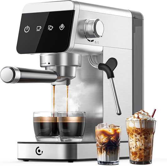 AMZCHEF Espresso Coffee Machine|20 Bar Pressure System|LED Touch Screen|Compact Design Perfect for Home & Office|41oz Water Tank
