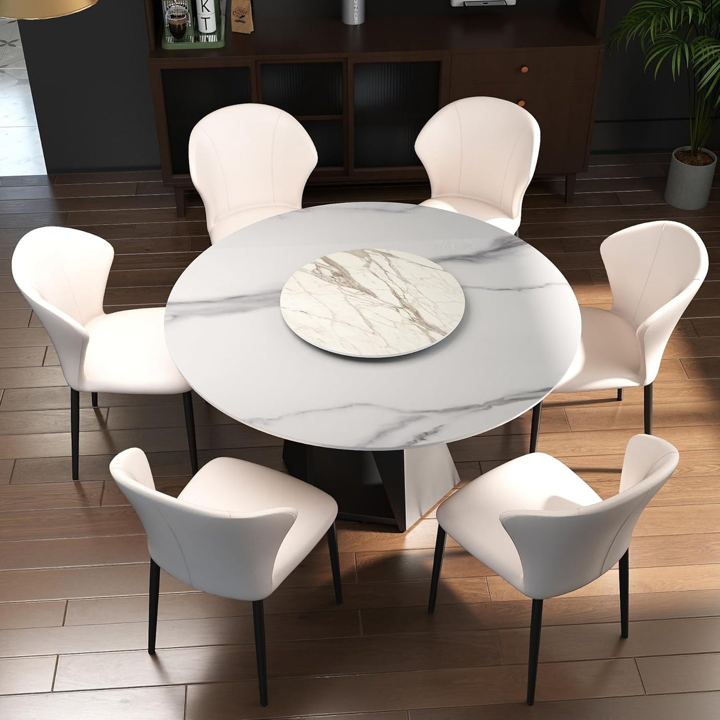 23.6" Lazy Susan for Table Top Sintered Stone Rotating Serving Tray for Dining Table, Kitchen Lazy Susan Organizer Spinning Rotating Food Server Party Centerpieces