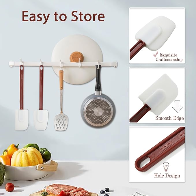 14 INCH Silicone Spatulas Heat Resistant Heavy Duty Rubber Spatulas Commercial Spatulas Set for Kitchen Use Silicone Cooking Utensils Sets of 2