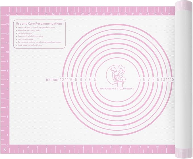 Non-stick Pastry Mat Extra Large with Measurements, Silicone Baking Mat, Kitchen Counter Mat, Dough Rolling Mat, Oven Liner, Fondant Mat, Pie Crust Mat Silicone Bread Mat