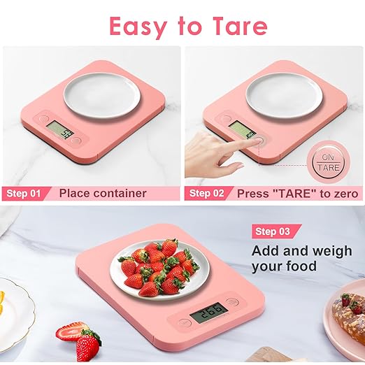 Smart Food Scale for Weight Loss, Digital Food Scale Grams and Ounces with Nutritional Calculator, Food Weight Scale for Diet, Keto, Macro, Calories Counting, Meal Prep 0.1oz/11lb (Pink)