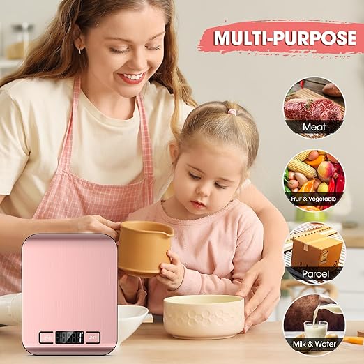 Mik-Nana Food Scale, 22lb Digital Kitchen Scale Weight Grams and Ounces for Baking Cooking Coffee Package Postage, 6 Units with Tare Function, LCD Display, Easy Clean Stainless Steel