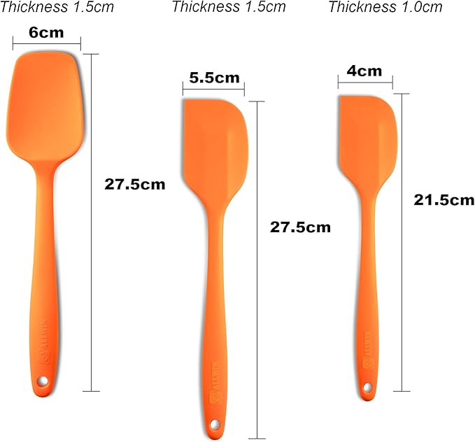 Silicone Spatula 3-piece Set, Ergonomic Handle High Heat-Resistant Spatulas, Non-stick Rubber Spatulas with Stainless Steel Core, Orange