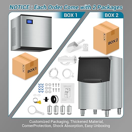 Commercial Ice Maker Machine - 500LBS/24H High Production, 350LBS Large Storage Bin, 156 Ice Cubes in 6-15 Mins | Stainless Steel Industrial Ice Maker for Restaurant, Bar, Cafe, Hotel, Event Venue