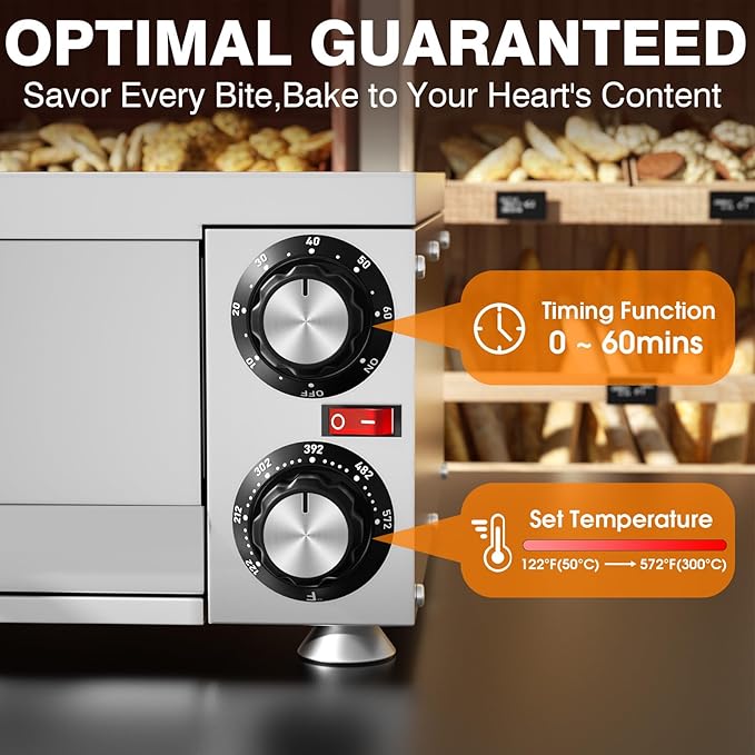 PYY Indoor Electric Pizza Oven - Countertop Pizza Maker Machine Commercial Stainless Steel With Crumb Tray for Home 12in