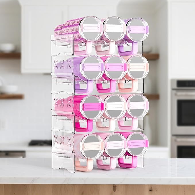 JYPS Water Bottle Tumbler Organizer, Stackable Stanley 40oz with Handle Cup Organizer, Large Tumbler Holder Stanley Cup Accessories for Pantry Kitchen Organizers & Storage(12)