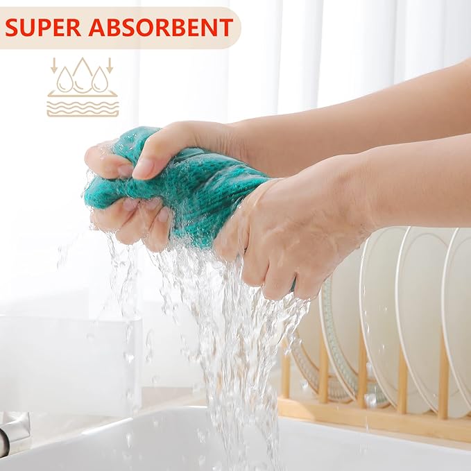 Homaxy 100% Cotton Waffle Weave Kitchen Dish Towels, Ultra Soft Absorbent Quick Drying Cleaning Towel, 13 x 28 Inches, 4-Pack, Teal