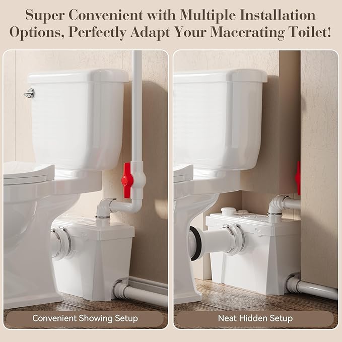 500Watt Upflush Toilet with Bidet Sprayer- Macerating Toilet withToilet Bowl,Toilet Tank and Macerator Pump with 4 Water Inltes for Kitchen Sink, Bathroom, Laundry