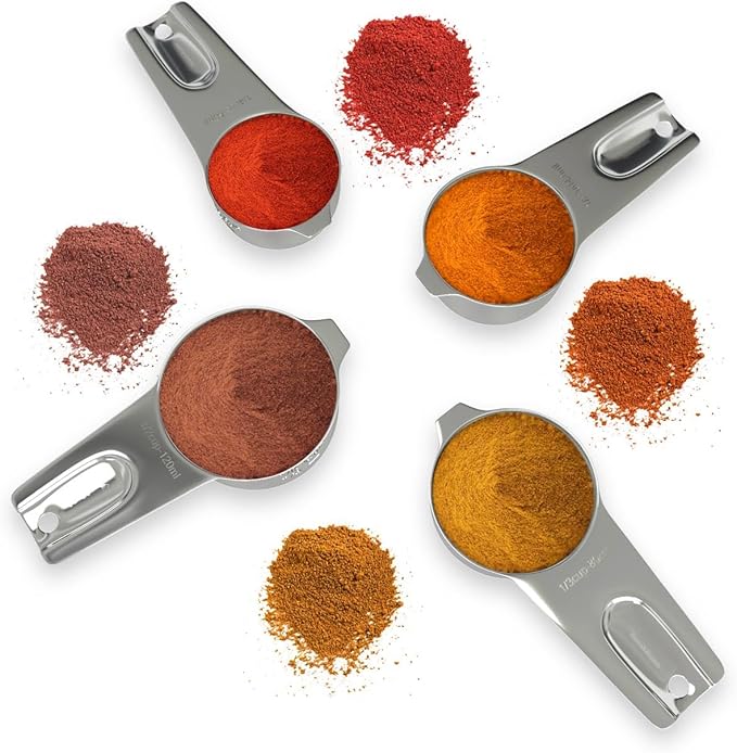 Stainless Steel Measuring Cups Used for Baking, Measuring Spoons and Kitchen Scale, 16-Piece Set, 6 Cups, 6 Spoons, Conversion Chart And Digital Kitchen Scale