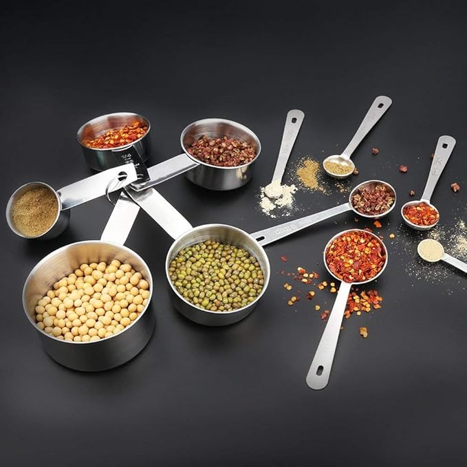 Accmor 11 Piece Stainless Steel Measuring Spoons Cups Set, Premium Stackable Tablespoons Measuring Set for Gift Dry Liquid Ingredients Cooking Baking