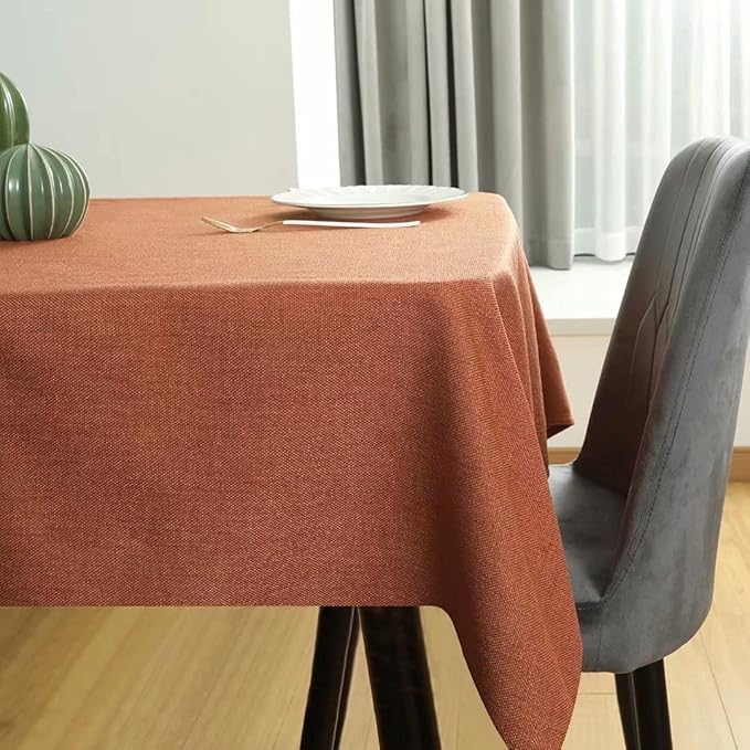 Table Cloth Rectangle Table Cover 57x118 Inches Faux Linen Wrinkle Free and Waterproof Rust Red Rectangle Tablecloth for Kitchen Dining Party Buffet Wedding