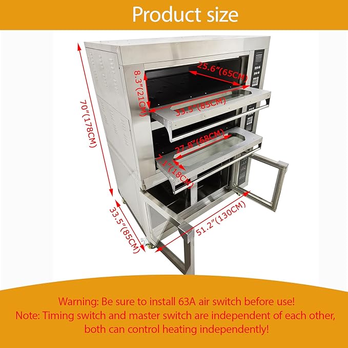 220V Commercial Pizza Oven 3PH Stainless Steel Countertop Electric Movable Pizza Oven with fermentation Tank 4 Baking Sheets and 8 Fermentation Sheets for Commercial Use