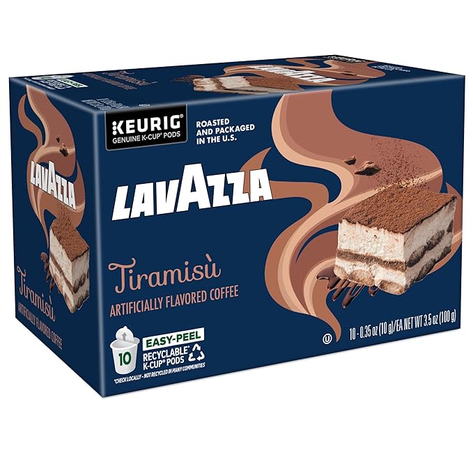 Lavazza Tiramisù Coffee, Single Serve Keurig K-Cup Pods, Flavored Coffee, 60-Count Box (6 Packs of 10)