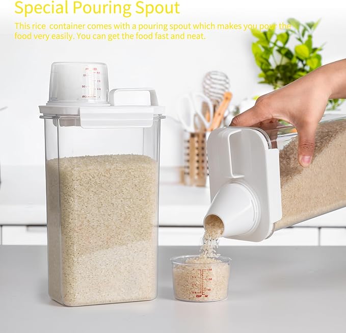 Rice Container, Rice Storage Container, 3-5 Lbs Tcereal Storage Container, Dog Food Storage Container, Suitable for Home Kitchen Rice, Soybean Food Storage