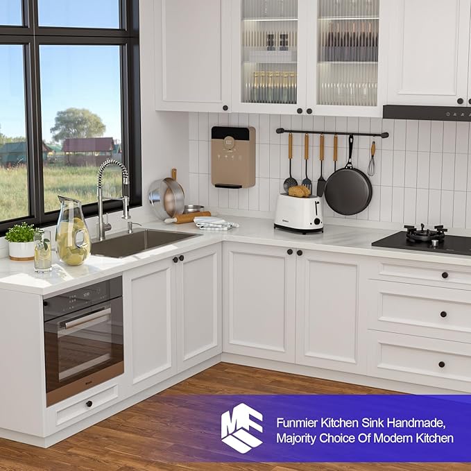 33 Inch Drop In Kitchen Sink - 33 x 19 Topmount Kitchen Sinks Stainless Steel 16 Gauge Single Bowl Handmade Top Mount Sinks with Offset Drainer