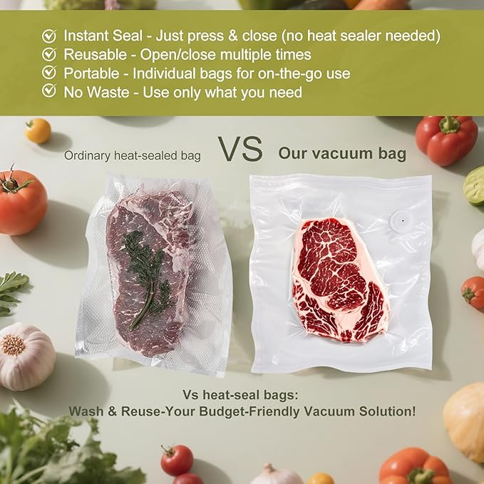 Vacuum Sealer Bags Large Size 10 x 11 Inch 30 Bags, Food Storage, BPA Free, Food Saver, Meal Prep,Sous Vide, Heavy Duty, Airtight