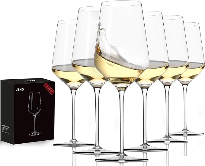 JBHO 17 oz Lead-Free Wine Glasses Set of 6, Hand Blown Durable Crystal Wine Glasses for Daily Use and Hosting Guests, Thin Rim for Serving Red and White Wine, Gift packing for any occasion