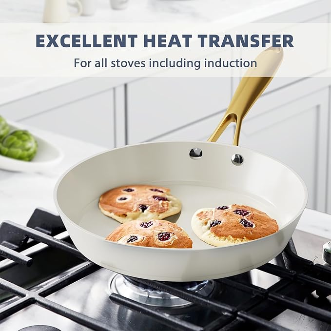 Pots and Pans Set Non Stick - VONIKI Ceramic Cookware Set with Cooking Utensils Set, Non Toxic Kitchen Cookware Sets Dutch Oven Pot with Lid Saucepan Set Sauté Pan Frying Pan Set for Cooking Gifts