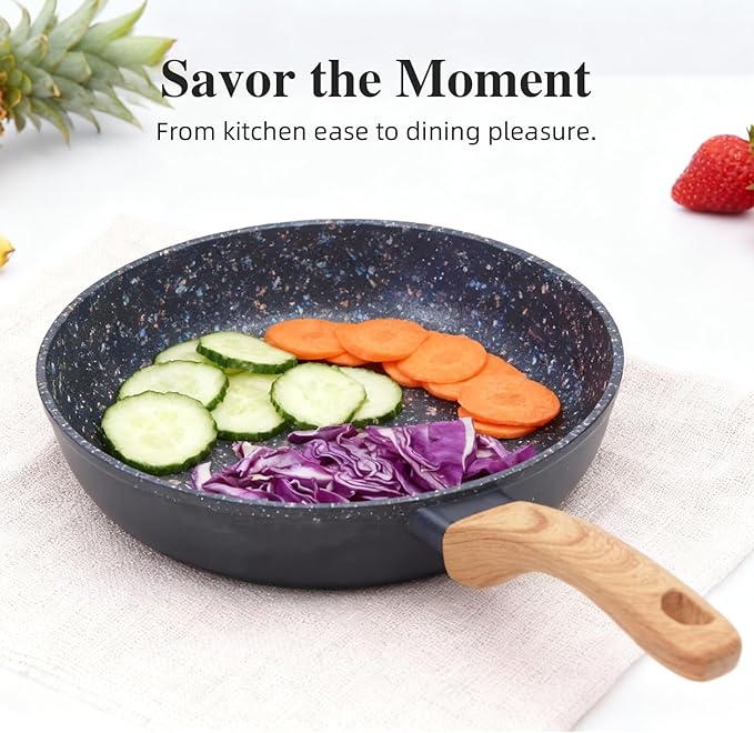 2-Piece Nonstick Cookware Set, 8.5 Inch Frying Pan & 1.43QT Saucepan with Lid | PFAS & PFOA Free Non-Toxic Coating | Induction Compatible, Dishwasher Safe | Pots and Pans Set for Beginner Kitchen