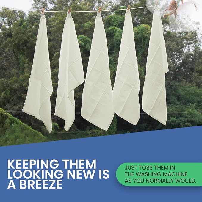 Flour Sack Towels | Tea Towel for Crafts| Kitchen Dish Cotton Blank Towel for Embroidery| Baking Bread Proofing Linen Cover| Thick Absorbent Quick Dry| 2 Pack 18"x 28" Natural