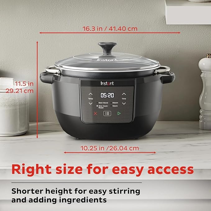 Instant-Pot Superior Cooker Chef Series 7.5Qt Slow Cooker, Multifunctional Rice Cooker, Pressure Cooker Alternative, Kitchen Appliance with Non-Stick Pot