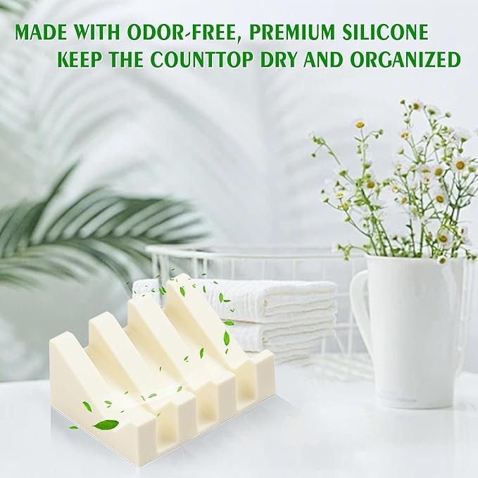 Self Draining Soap Dish,Silicone Suction Cup Soap Holder, Bathroom Soap Dish for Bar Soap,Can Extend Soap Life,Bathroom, Bath Tub, Kitchen Sink (1, Cream White)