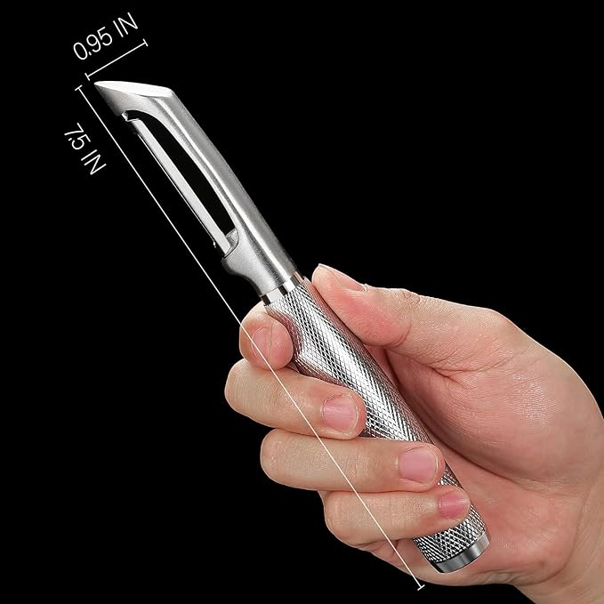 KULUNER I-Type Vegetable Peeler, Silver Chrome Finish, 304 Stainless Steel Blade, Ultra Sharp Potato Peeler for Apples, Carrots, Heavy Duty Kitchen Peeler