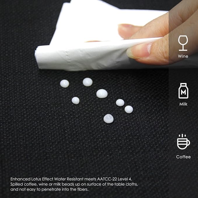 BALCONY & FALCON Rectangle Tablecloth Washable Wrinkle Resistant and Water Proof Table Cloth Decorative Linen Fabric Tablecloths for Dining Parties Kitchen Wedding and Outdoor Use (Black, 55x70)