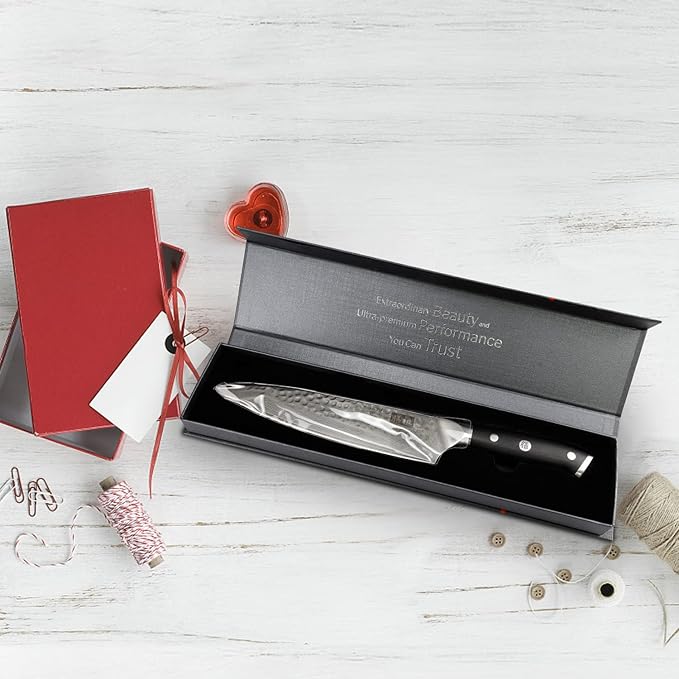 SHAN ZU Chef Knife, 8 Inch Damascus Steel Knife, Professional Kitchen Knife Sharp High Carbon Steel Kitchen Utility Knives with Gift Box