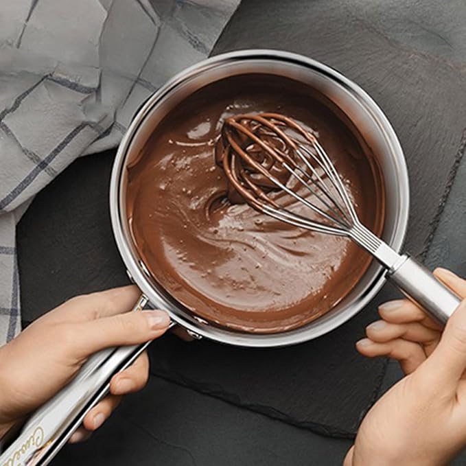 3 Qt Saucepan with Lid - Upgraded Package - 3 Quart 18/10 Stainless Steel Sauce Pan with Mirror Polishing and 2 Sacles, Induction Cookware, Small Pot for Cooking, Dishwasher Safe Oven Safe