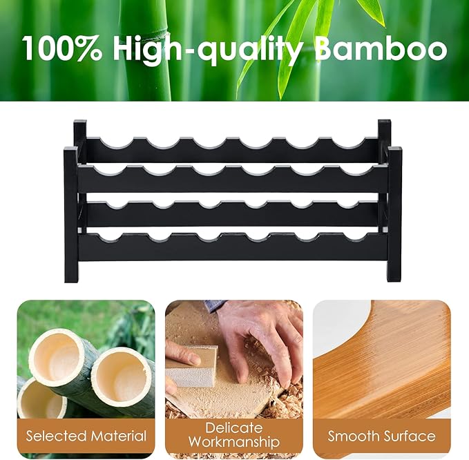 COSTWAY Wine Rack, Bamboo 12 Bottles 2-Tier Wine Display Rack for Countertop Home Kitchen Pantry, Free Standing Wine Storage, Rack Tabletop Wine Rack (Brown)