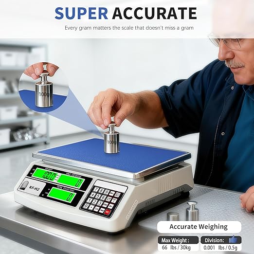 MEIYA Industrial Counting Scale, 30kg/0.5g Digital Coin Scale for Coin, Parts, High Precision Electronic Gram Scale with RS232 Port for Connecting Computer or Printer,kg/g/lb Switching, LCD Display