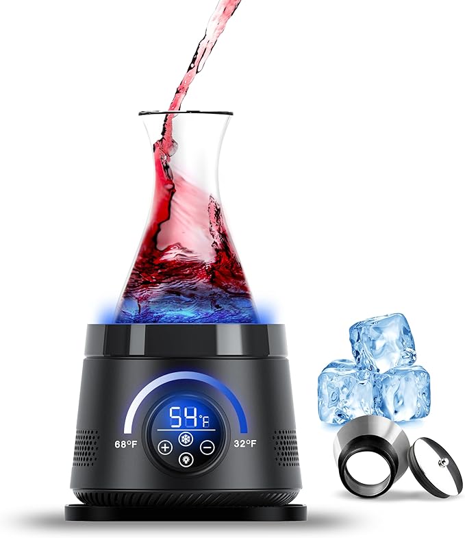 Electric Wine Chiller Decanter,1500ml/50oz 24-Hour Chilling Water Pitcher with Lid,Large Juice Jug for Coffee,Iced Tea,Lemonade,Cold or Hot Beverages,Wine Aerator Gifts&Accessories for Men and Women