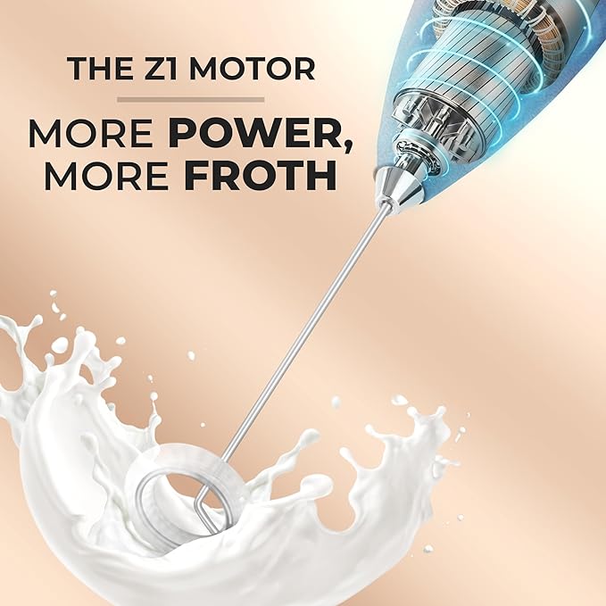 Zulay Kitchen Milk Frother Handheld Electric Whisk with AA Duracell Batteries – Durable Drink Mixer for Coffee, Lattes, Cappuccinos & More - Deep Sea