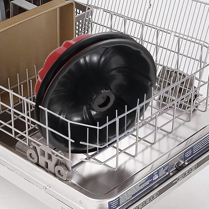 OAMCEG 2 Pack Bunte Cake Pan Nonstick - 10 Inches Fluted Tube Cake Pans for baking, 12 Cups Heavy Duty Carbon Steel Tube Pan Baking Mold for Buntelet, Bavarois, Brownie, Jello, Flan, Meatloaf (Red)