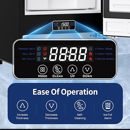 Coolake 15 Inch Commercial Under Counter Ice Maker Machine, 100lbs/Day Stainless Steel Built-in Freestanding Ice Maker with 30lbs Storage Bin, Self-Cleaning, Under Cabinet Ice Machine for Home Office