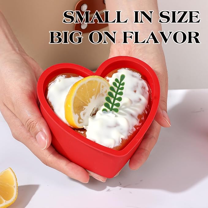 4 Inch Mini Heart Shaped Cake Pans Nonstick Silicone Heart Cake Molds for Baking Set of 2 (Red)