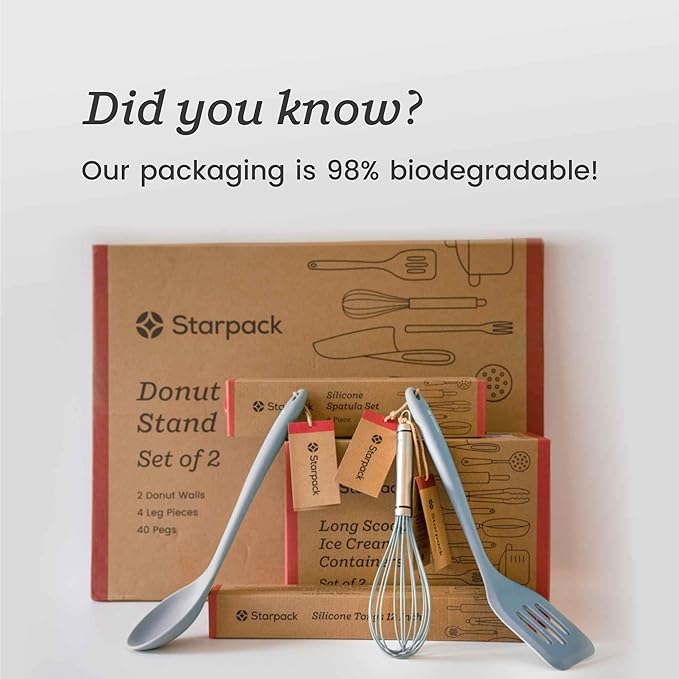 Starpack 'Like a Boss' XL Premium Silicone Cooking Utensils Set (6 Pcs) 13" - Heat Resistant Kitchen Utensils 600°F - Non-Stick Silicone Utensil Set - Large Kitchen Utensils Set for Cooking & Serving